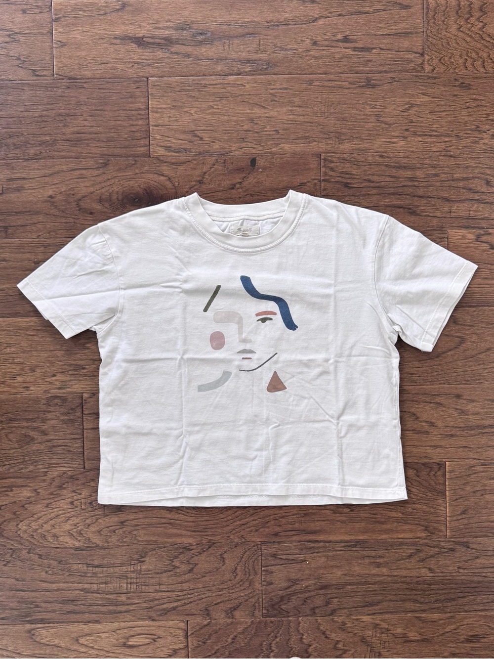 GUC Madewell Abstract Face Boxy Crop Graphic Tee